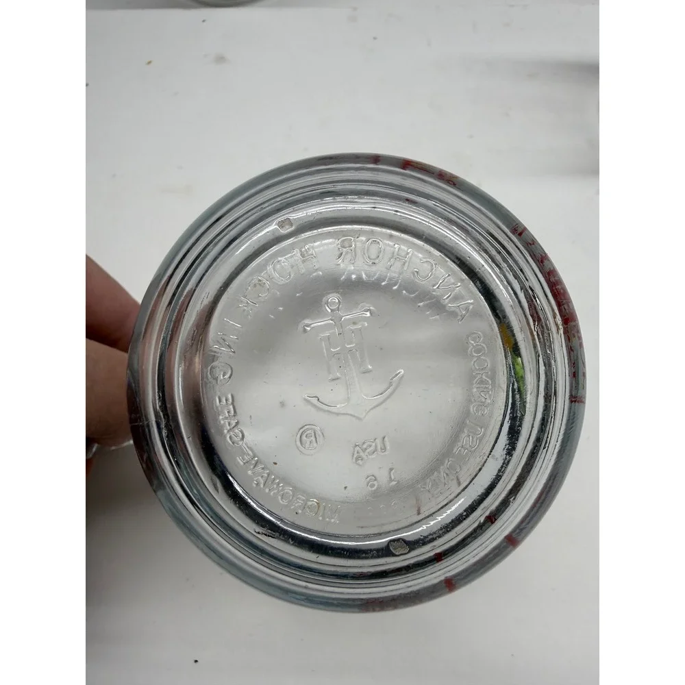 Anchor Hocking Oven Basics Glass Measuring Cup Lot 5pc Assorted Sizes Clear Red